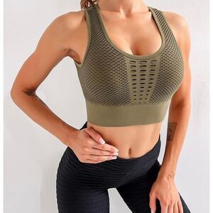 New In Package Womens LEOQ Laser Cut Mid Impact Seamless Sports Bra - Sz S